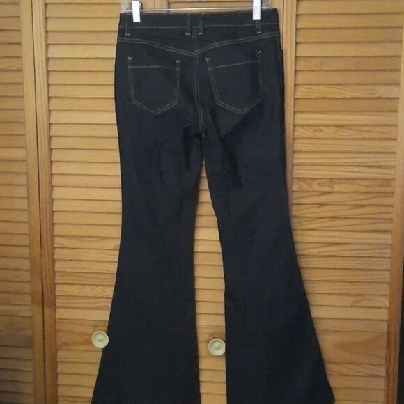 Bisou Bisou Dark Wash Denim Jean Bell Bottom Leg - Picture 3 of 8